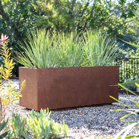 rusty metal tall planter box corten|veradek corten long box planter.